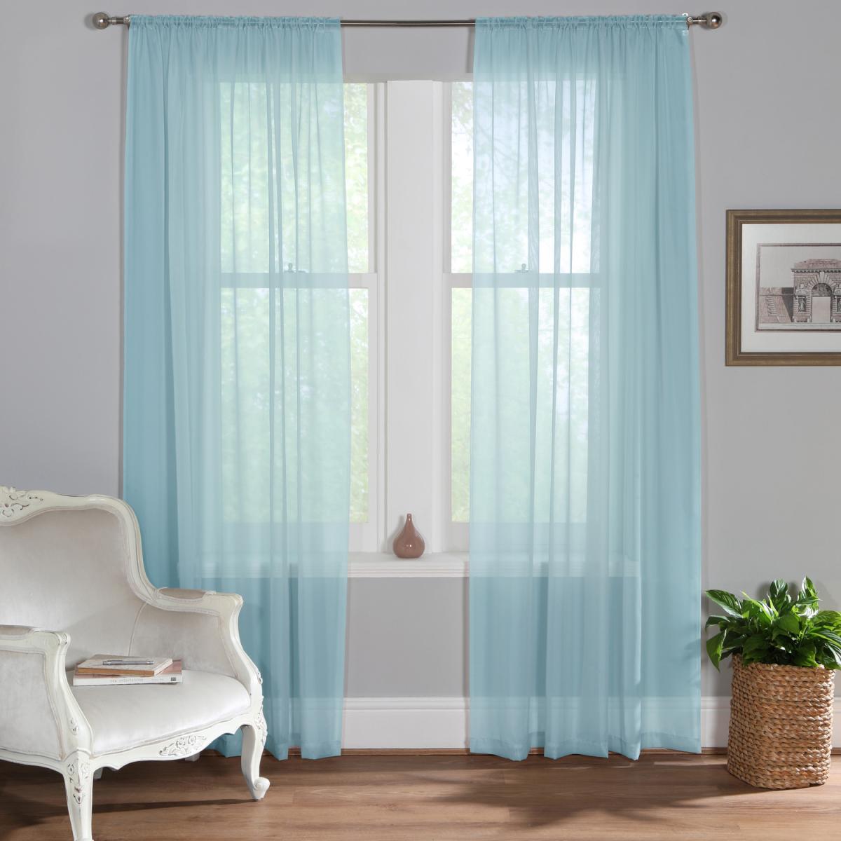Plain Dyed Voile Slot Top Panel Pairs - Duck Egg / 137cm