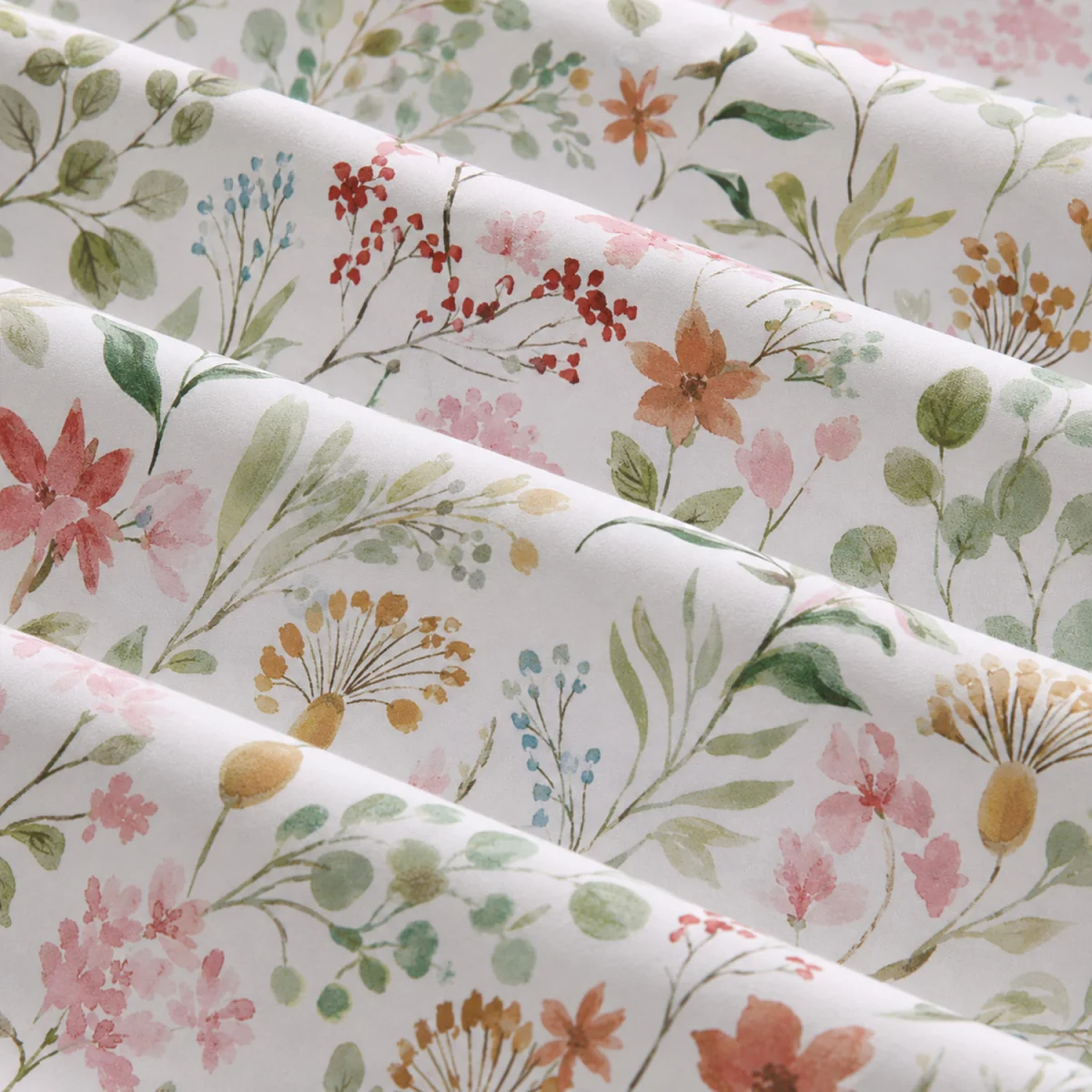 Watercolour Floral Printed Unlined Ringtop Curtains - Multi / 183cm – image 4