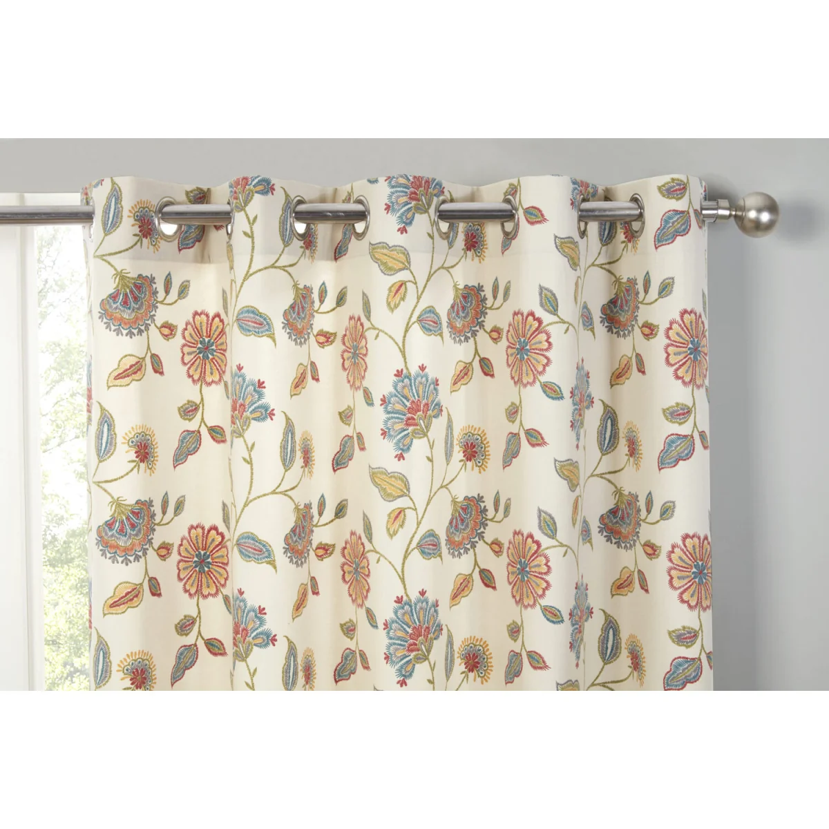 Shelley Fully Lined Floral Eyelet Curtains - Polycotton - Multi - Multi – image 2