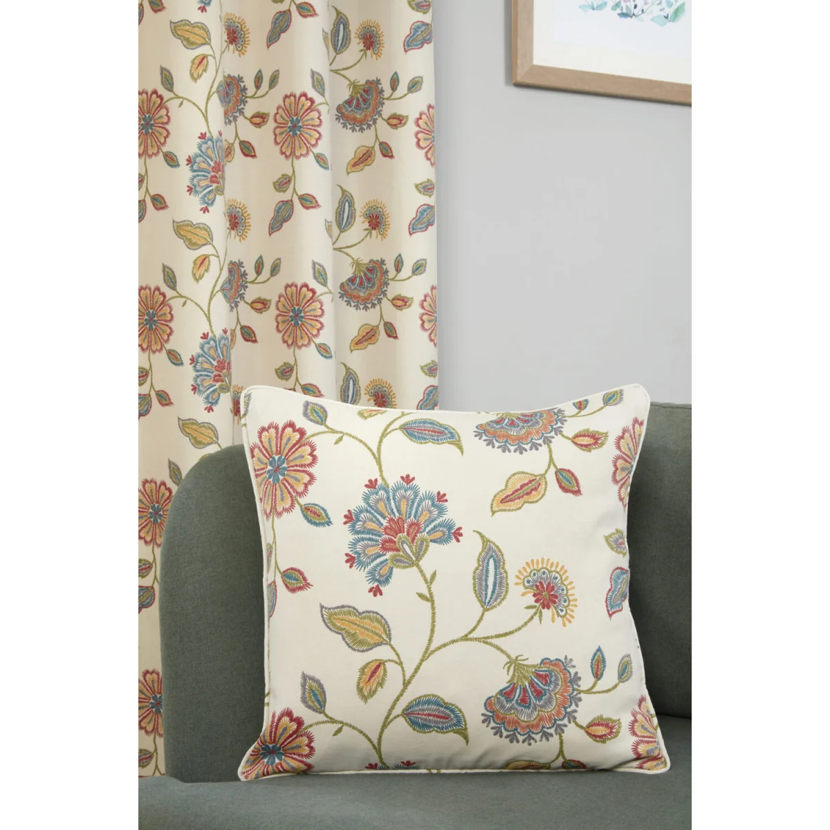 Shelley Fully Lined Floral Eyelet Curtains - Polycotton - Multi - Multi – image 4