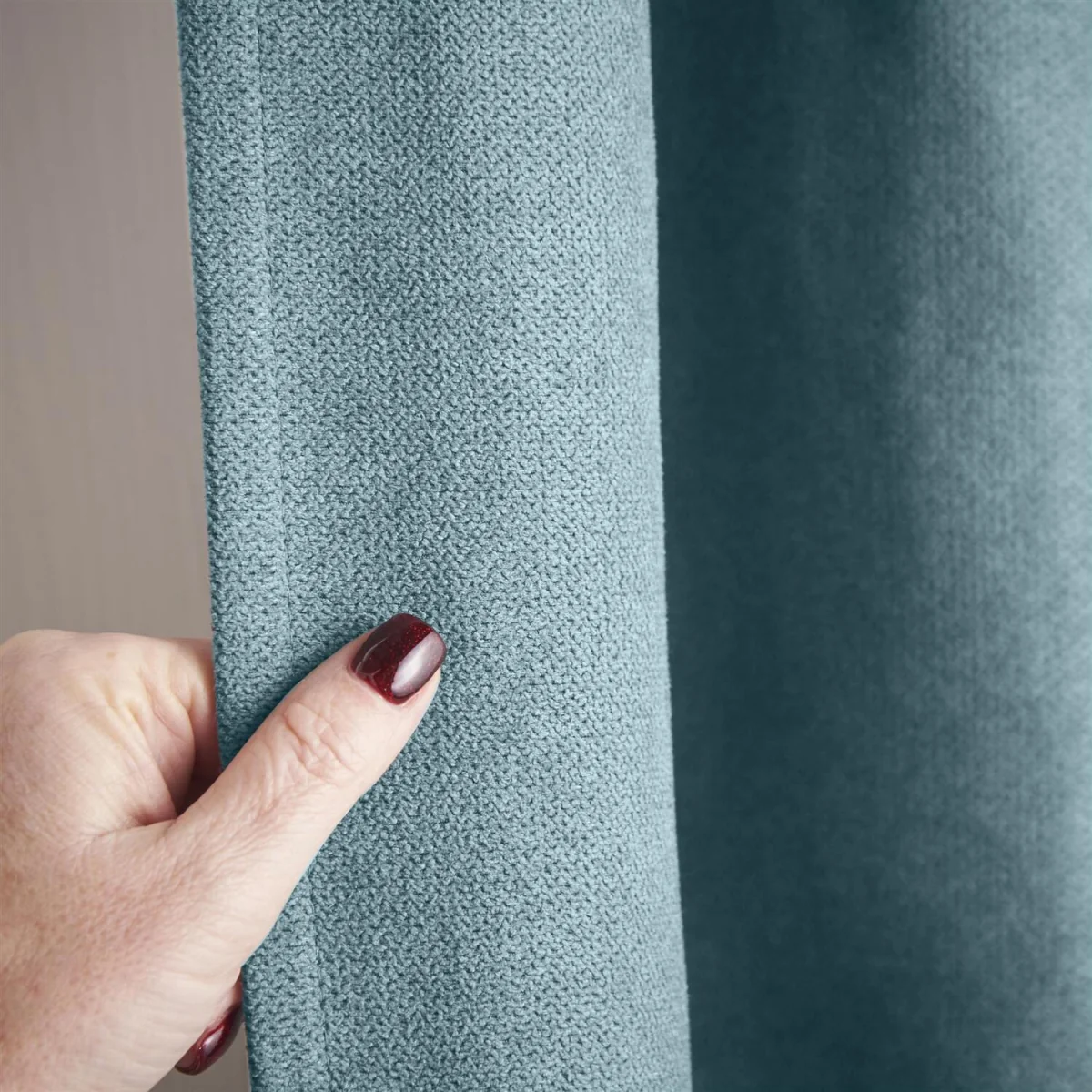Velvet Chenille Thermal Fleece Lined Ring Top Door Curtain - Teal – image 2