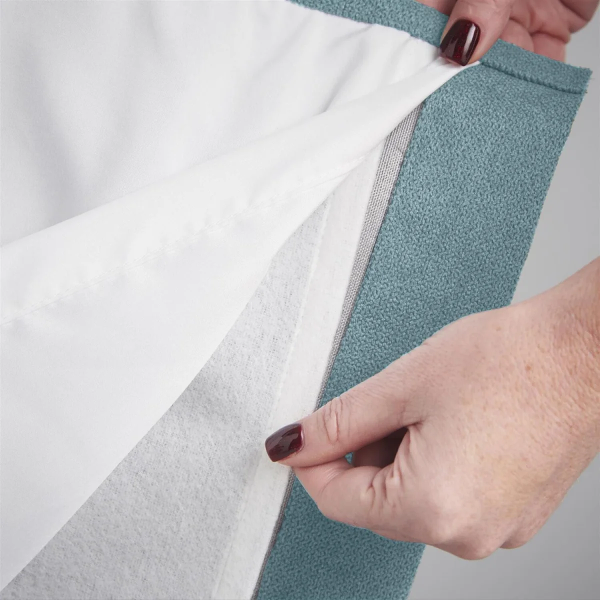 Velvet Chenille Thermal Fleece Lined Ring Top Door Curtain - Teal – image 4