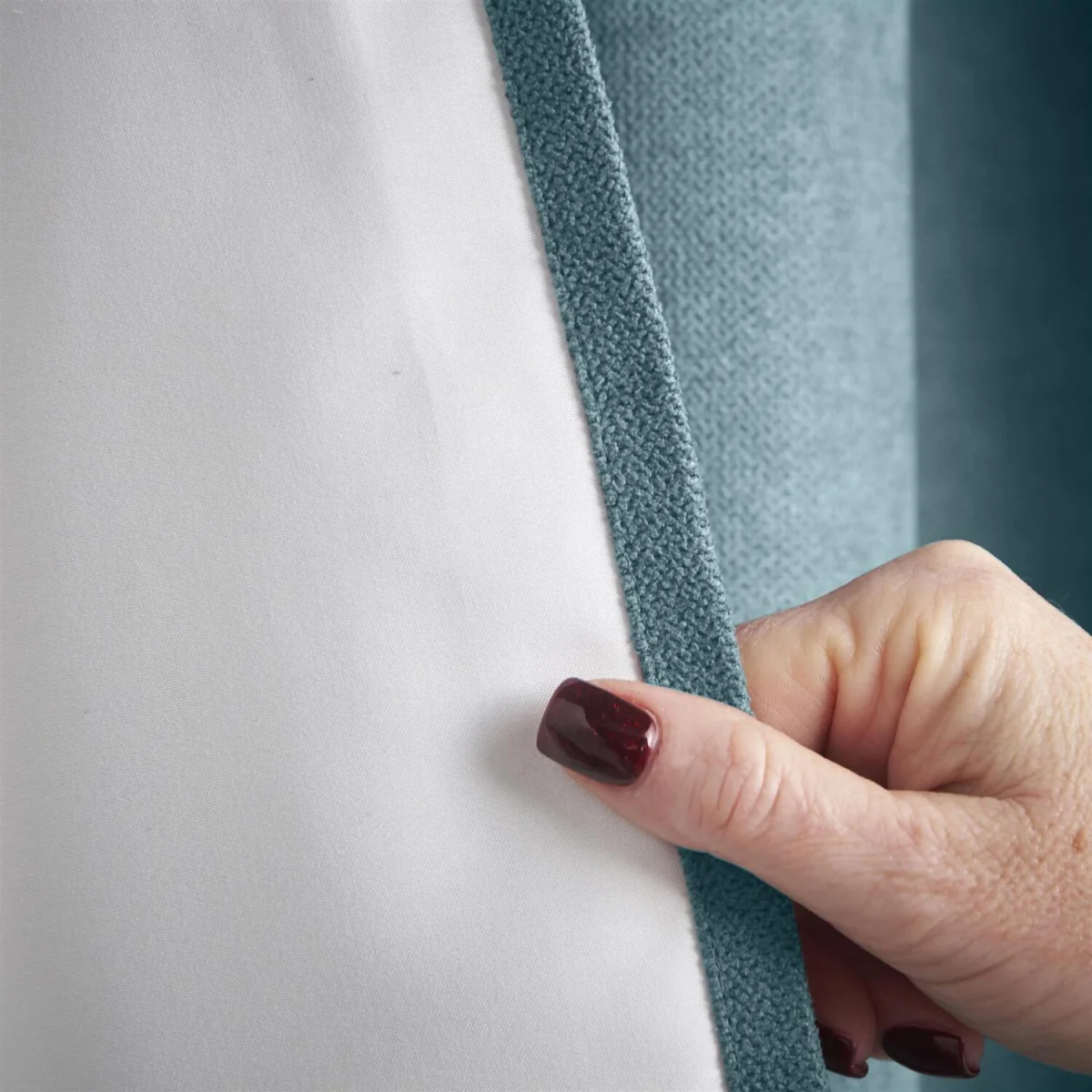Velvet Chenille Thermal Fleece Lined Ring Top Door Curtain - Teal – image 6