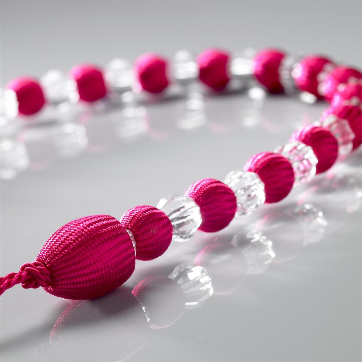 Pair of Beaded Rope Curtain Tie Backs - Cerise