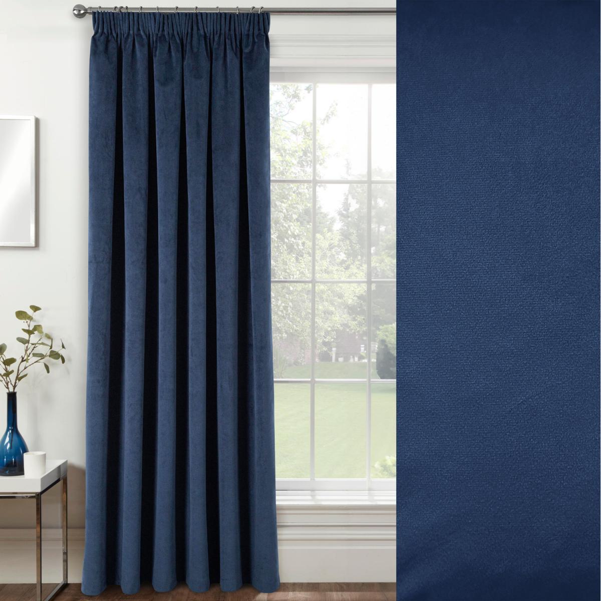 Oxford Blackout Velvet Supersoft Tape Top Single Door Curtain - Navy