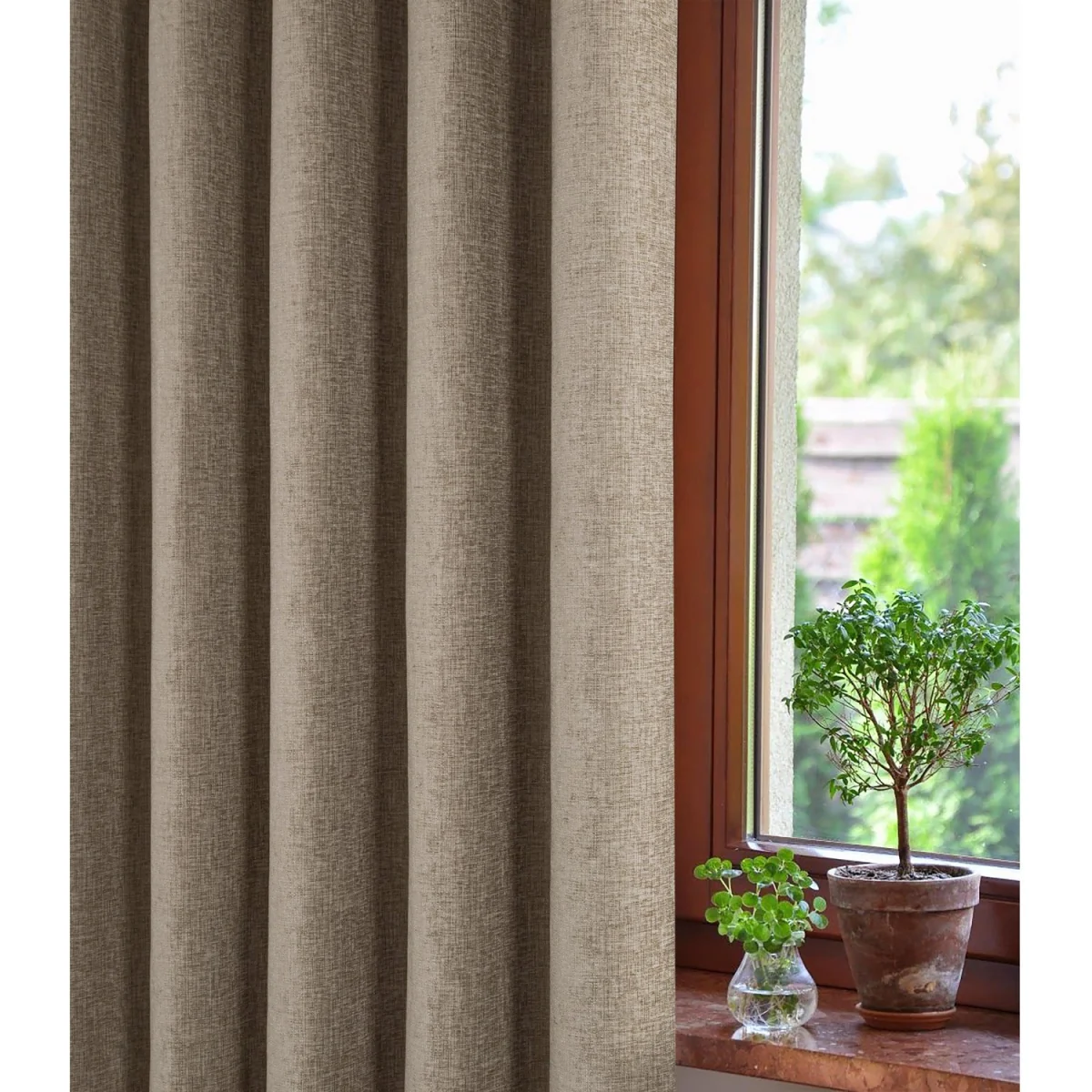Amberley Thermal Interlined Chenille Curtains - Eyelet - 100% Polyester, Earth, 229cm x 229cm (Pair) - Earth / 213.0cm / 168.0cm – image 2