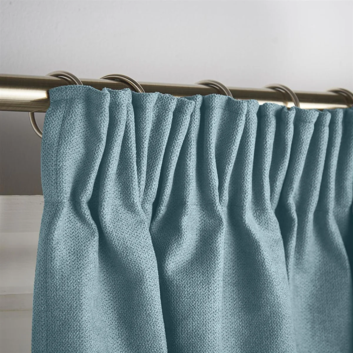 Velvet Chenille Thermal Fleece Lined Pencil Pleat Taped Top Door Curtain - Teal – image 7