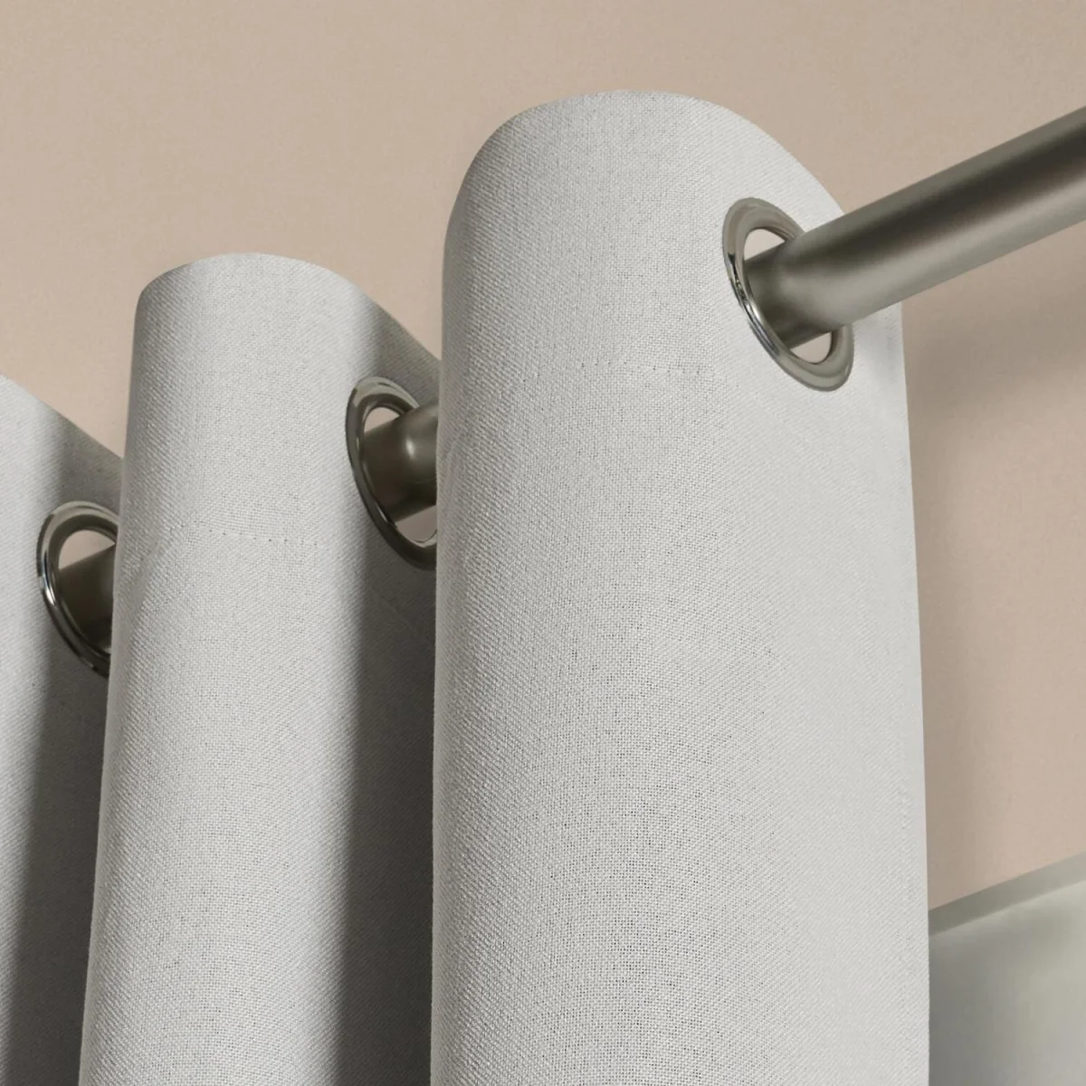 OHS Woven Texture Eyelet Ultra Blackout Curtains - Cream – image 2