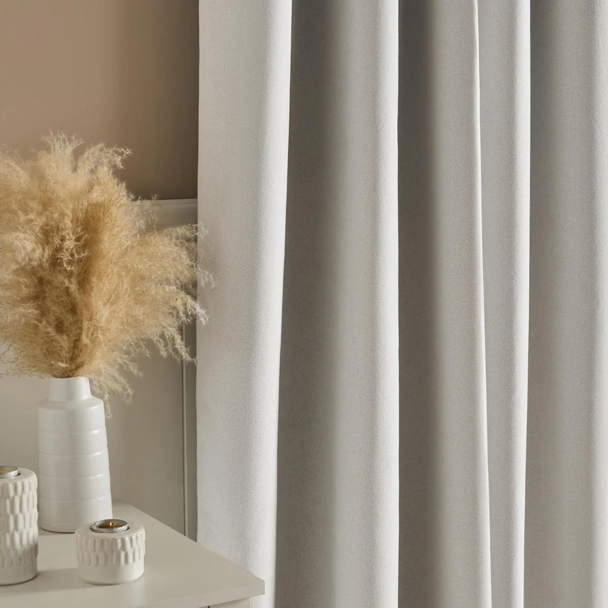 OHS Woven Texture Eyelet Ultra Blackout Curtains - Cream – image 4