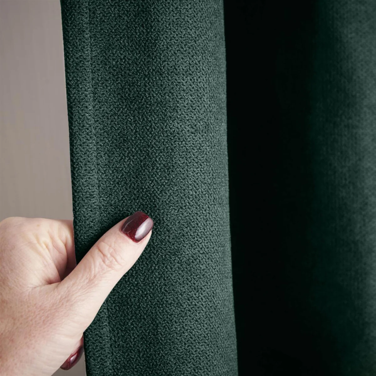 Velvet Chenille Thermal Fleece Lined Pencil Pleat Taped Top Door Curtain - Green – image 4