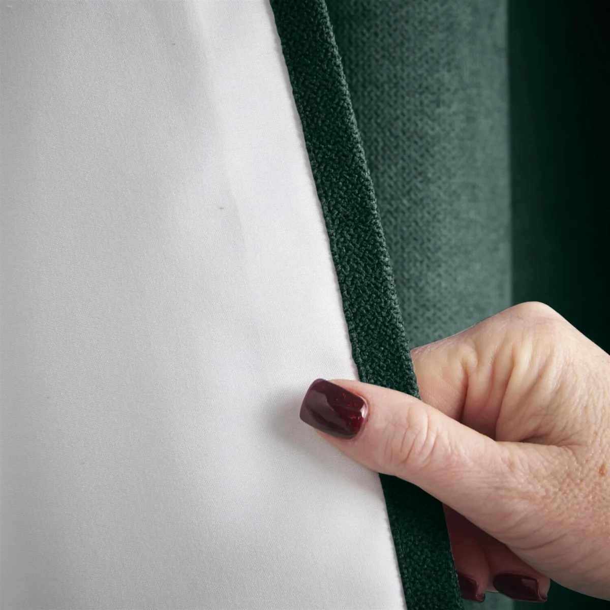 Velvet Chenille Thermal Fleece Lined Pencil Pleat Taped Top Door Curtain - Green – image 5
