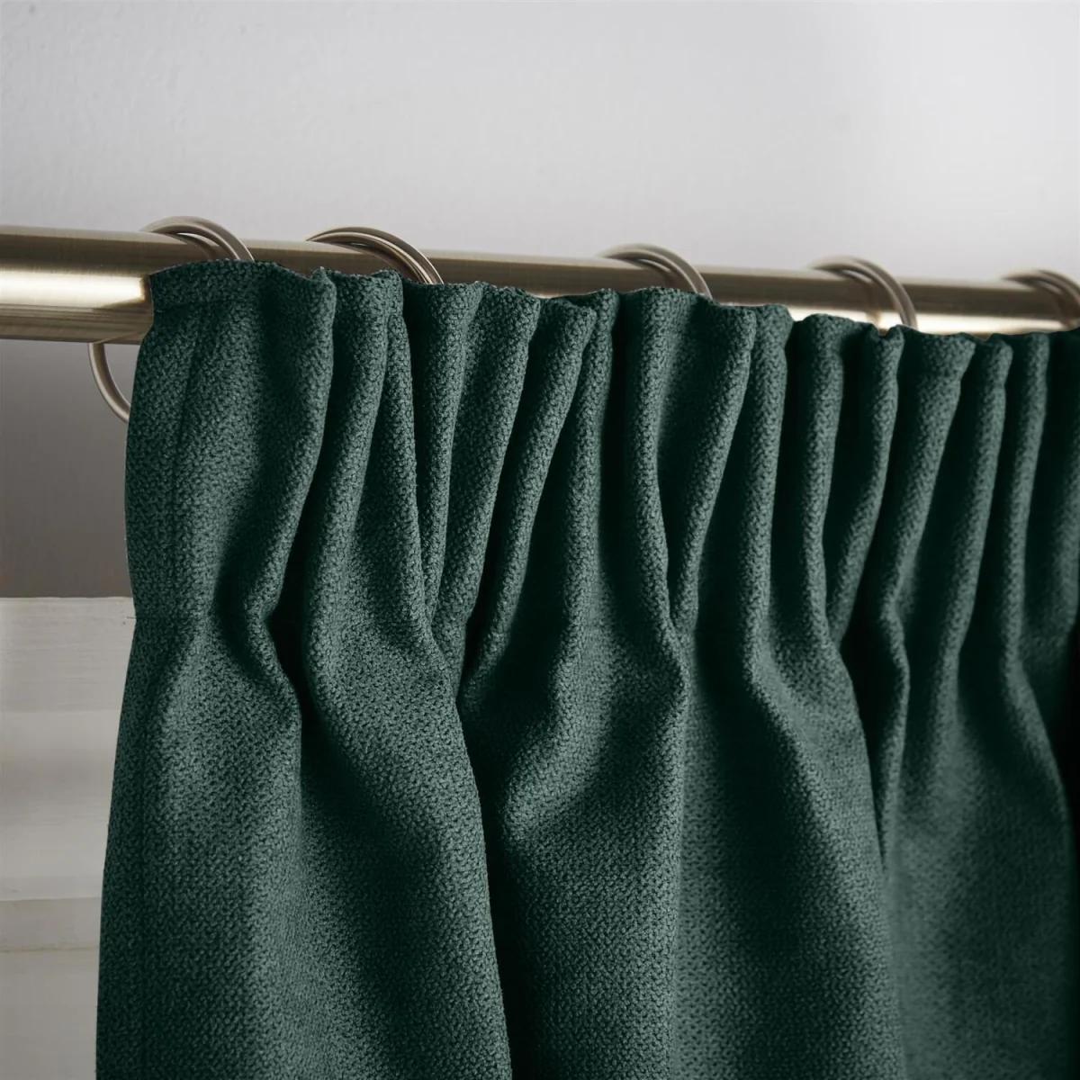 Velvet Chenille Thermal Fleece Lined Pencil Pleat Taped Top Door Curtain - Green – image 6