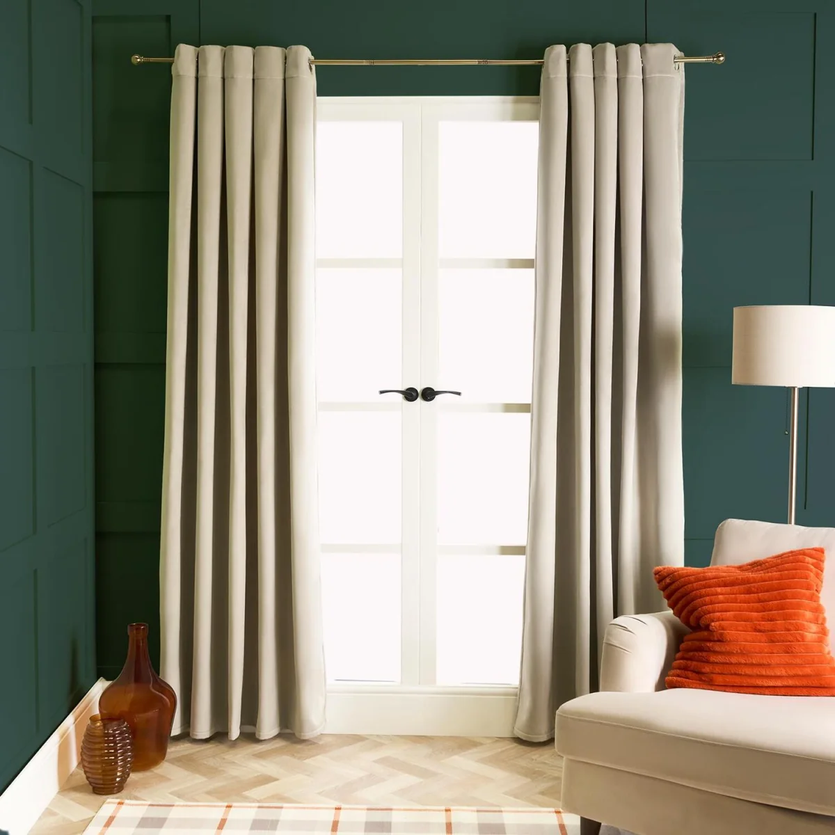 OHS Thermal Velvet Eyelet Curtains - Natural – image 2