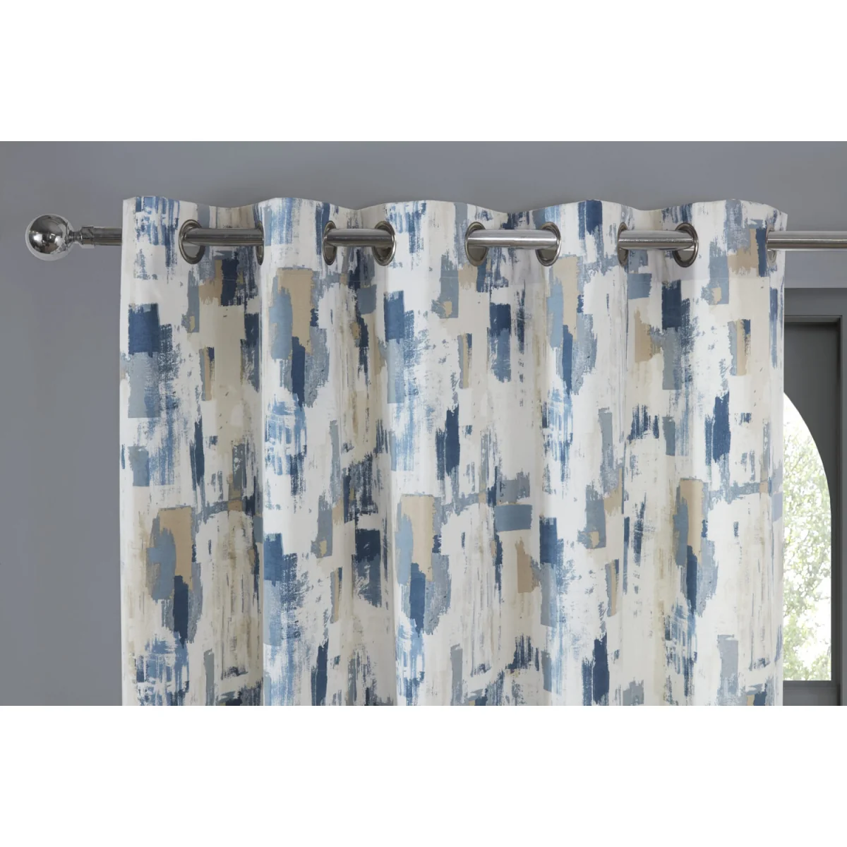 Sundour Bamford Fully Lined Abstract Eyelet Curtains - Polycotton Putty, 117cm x 183cm (Pair) - Fennel / 168.0cm / 229.0cm – image 13