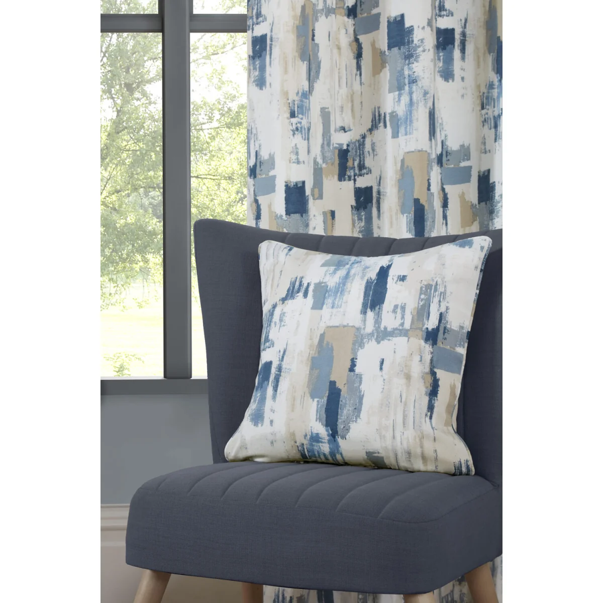 Sundour Bamford Fully Lined Abstract Eyelet Curtains - Polycotton Putty, 117cm x 183cm (Pair) - Fennel / 168.0cm / 229.0cm – image 16