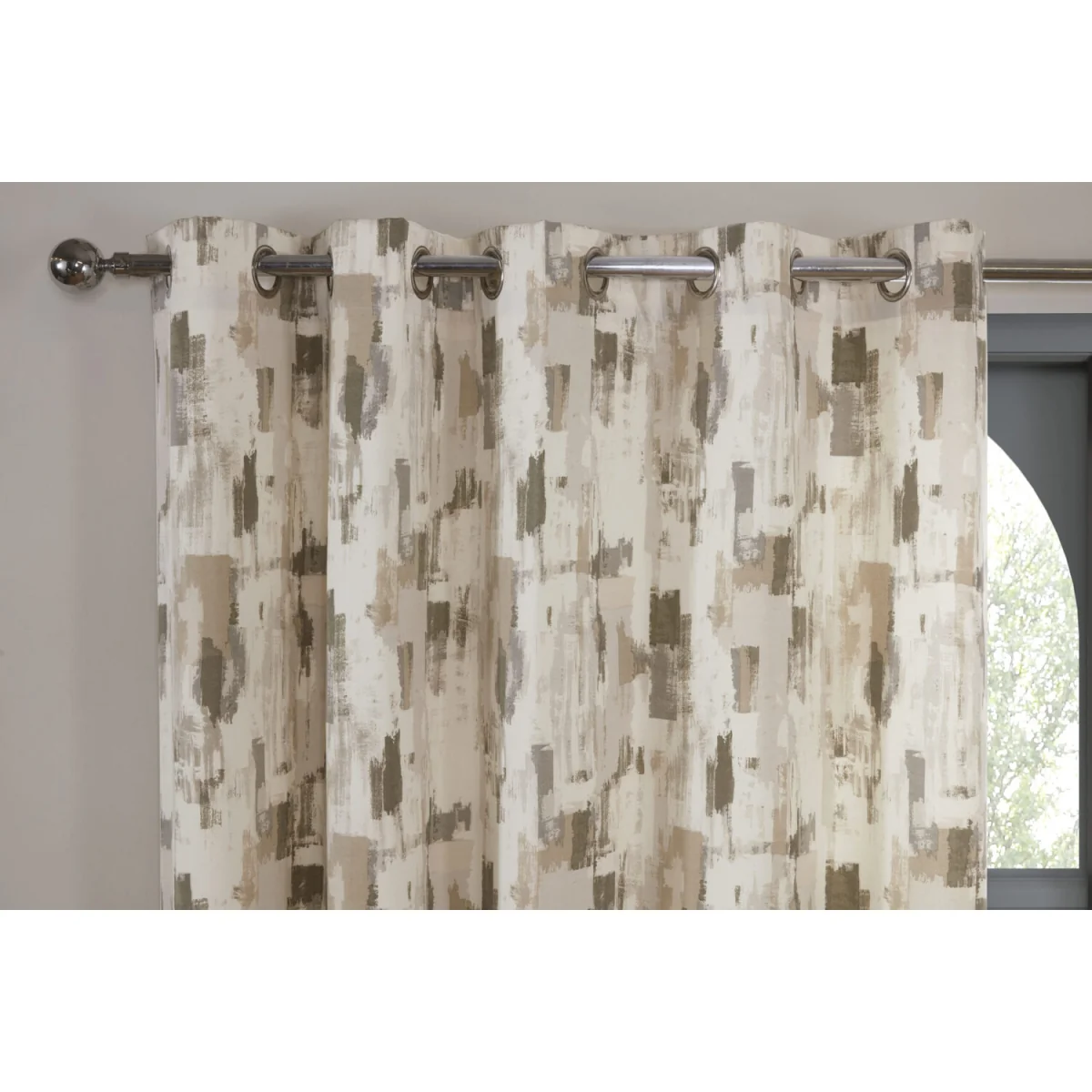 Sundour Bamford Fully Lined Abstract Eyelet Curtains - Polycotton Putty, 117cm x 183cm (Pair) - Fennel / 168.0cm / 229.0cm – image 3