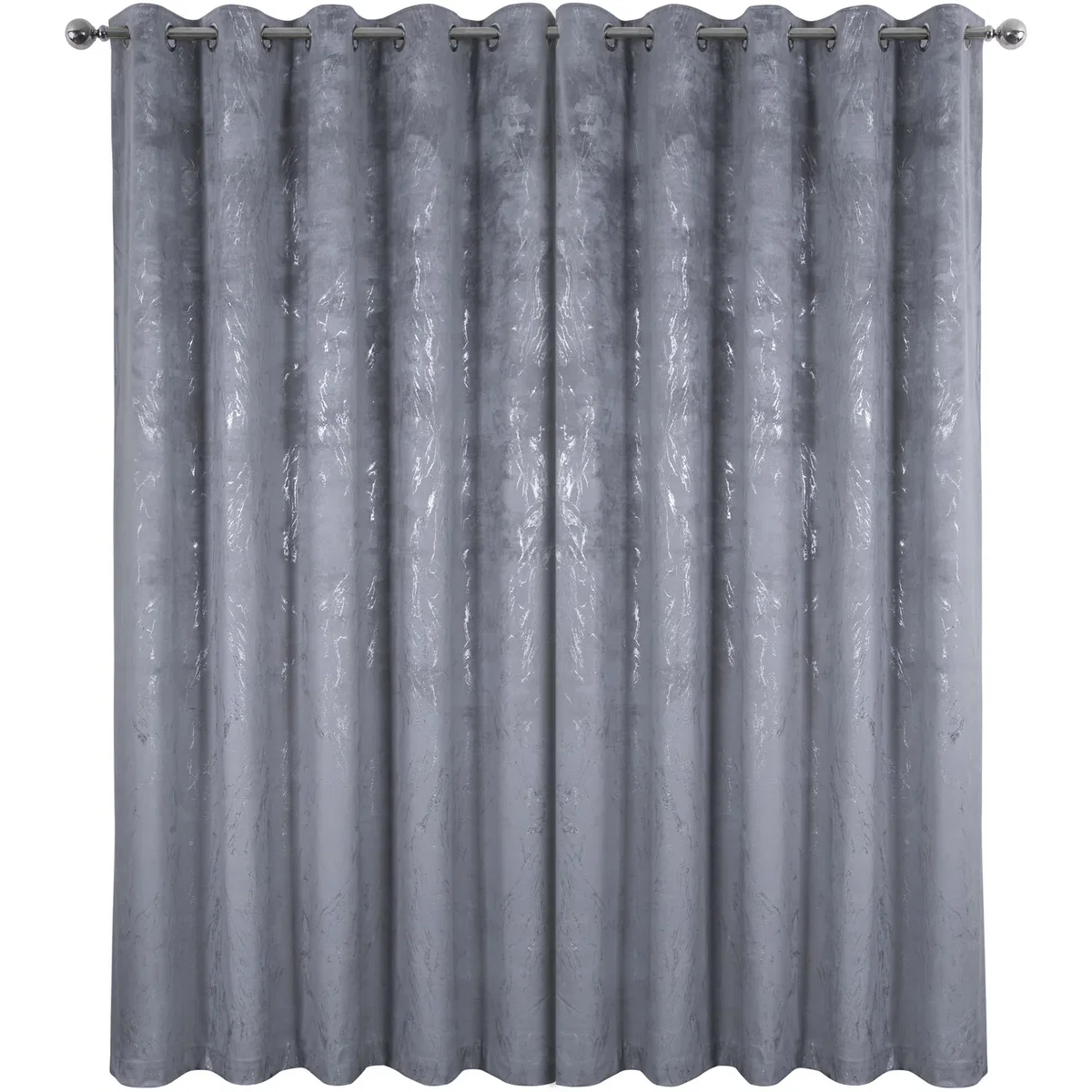 Marble Effect Velvet Eyelet Curtains - Thermal Blackout - 2 Panels - Grey – image 5