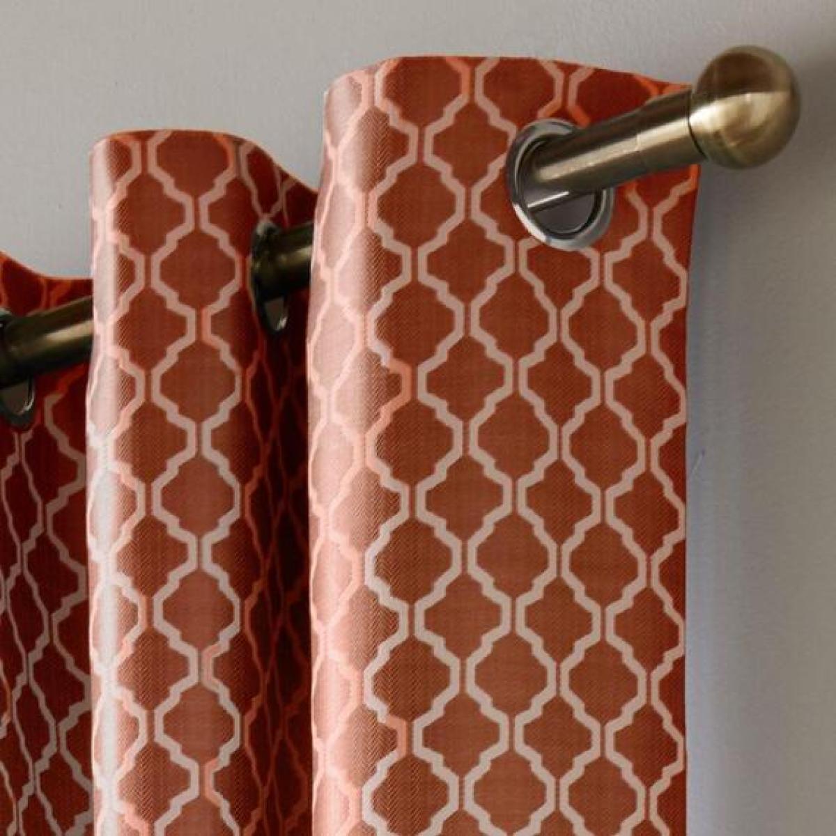 Wold Eyelet Ring Top Curtains - Latte/White / 167cm / 137cm