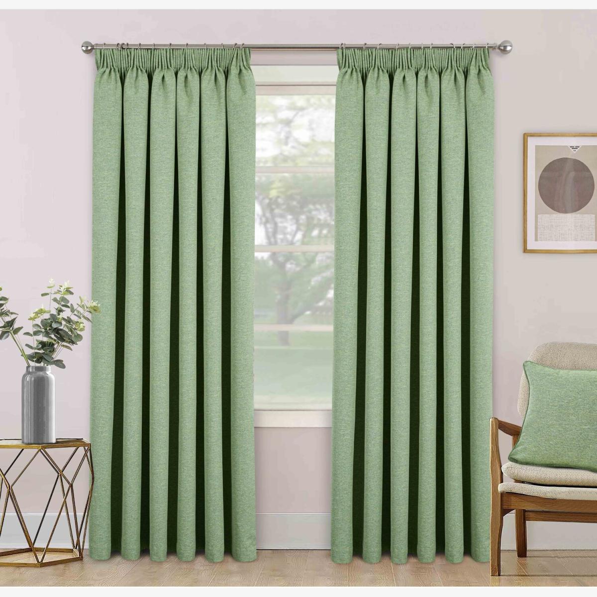 Dusk Blackout Thermal Curtains - Green / 168cm / 137cm