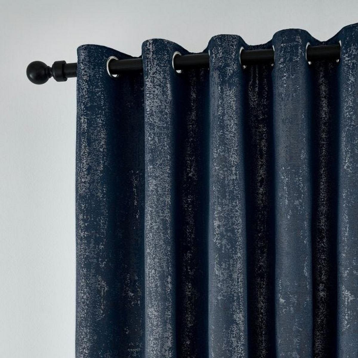 Roma Lined Eyelet Curtains in Navy Blue by Helena Springfield 168cmx183cm – image 2