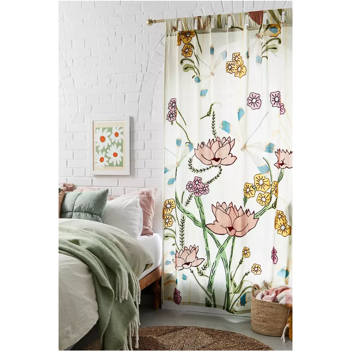 Embroidered Floral Curtain - Assorted ALL at Urban Outfitters – image 2