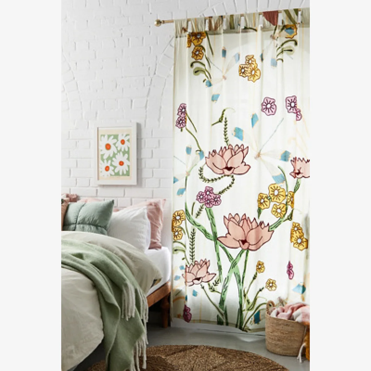 Embroidered Floral Curtain - Assorted ALL at Urban Outfitters – image 1