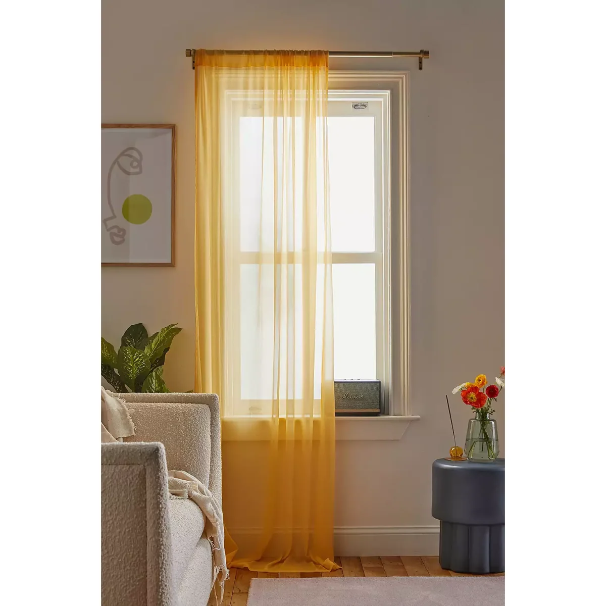 Urban Outfitters Yellow Chiffon Curtain - Yellow 213.3cm x 132cm – image 3