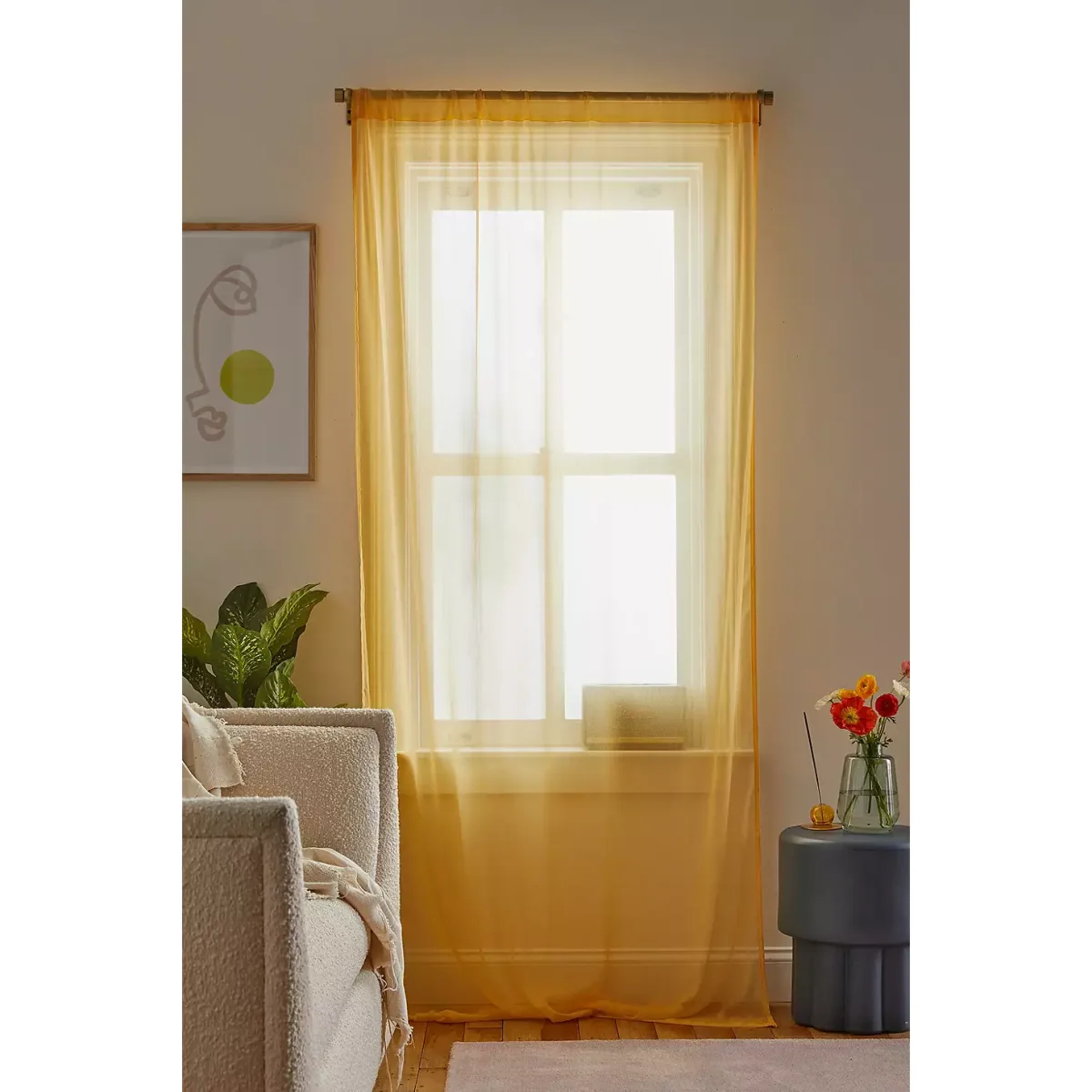 Urban Outfitters Yellow Chiffon Curtain - Yellow 213.3cm x 132cm – image 4