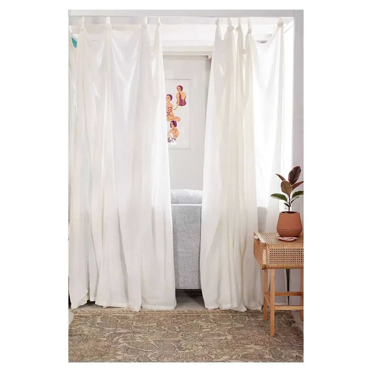 Urban Outfitters White Knotted Window Curtain - Cream 132cm x 213cm – image 4