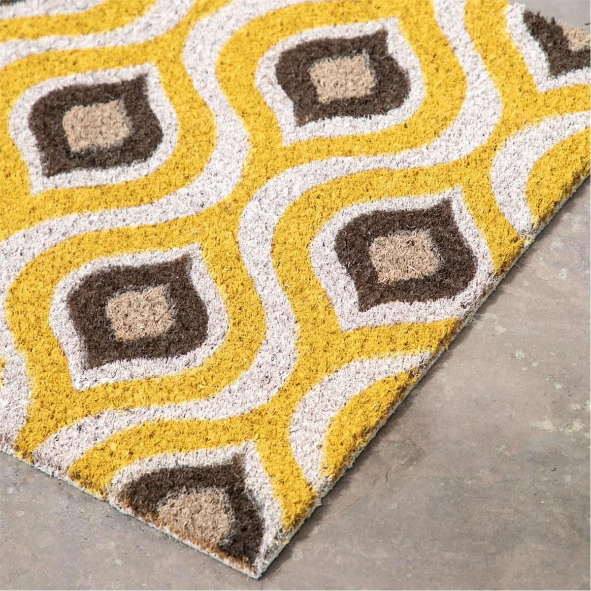 Ikat Ochre and Natural Coir Doormat – image 2