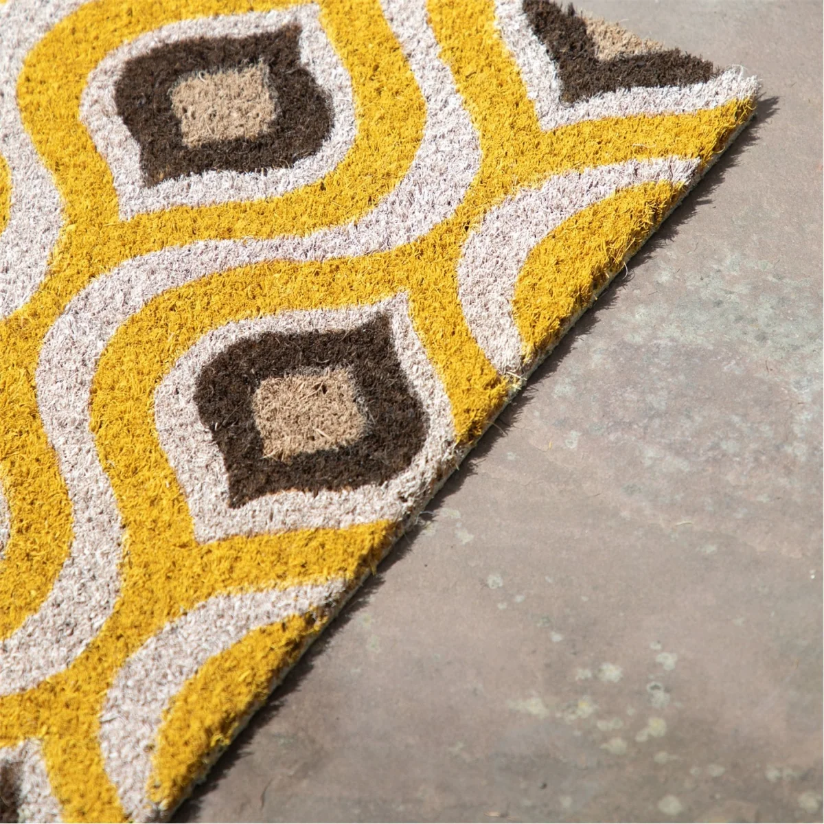 Ikat Ochre and Natural Coir Doormat – image 3