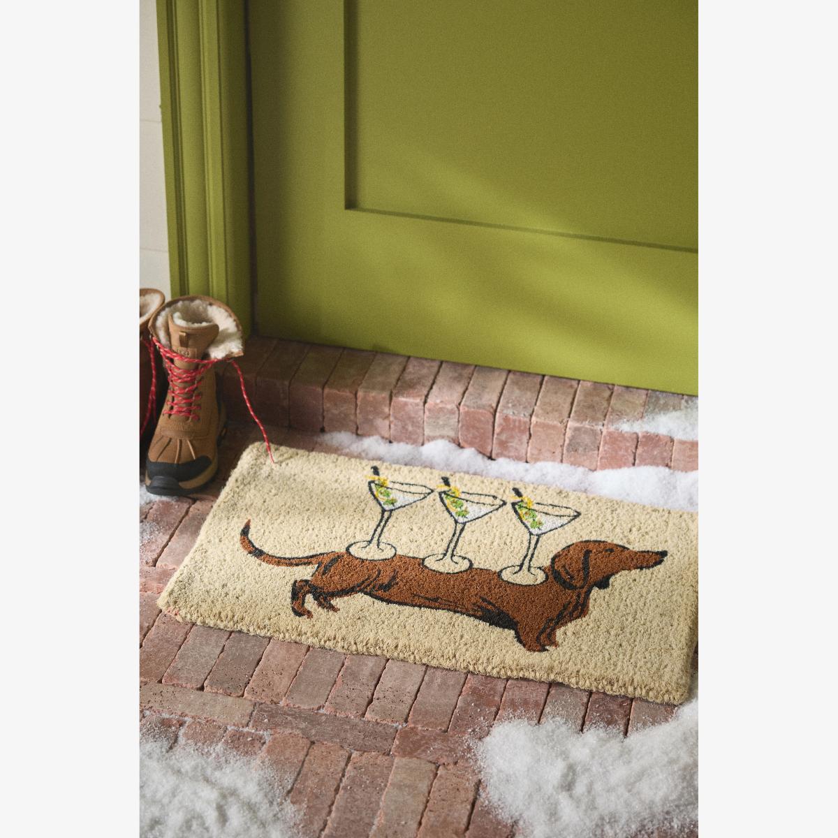 Martini Dachshund Printed Coir Doormat – image 1