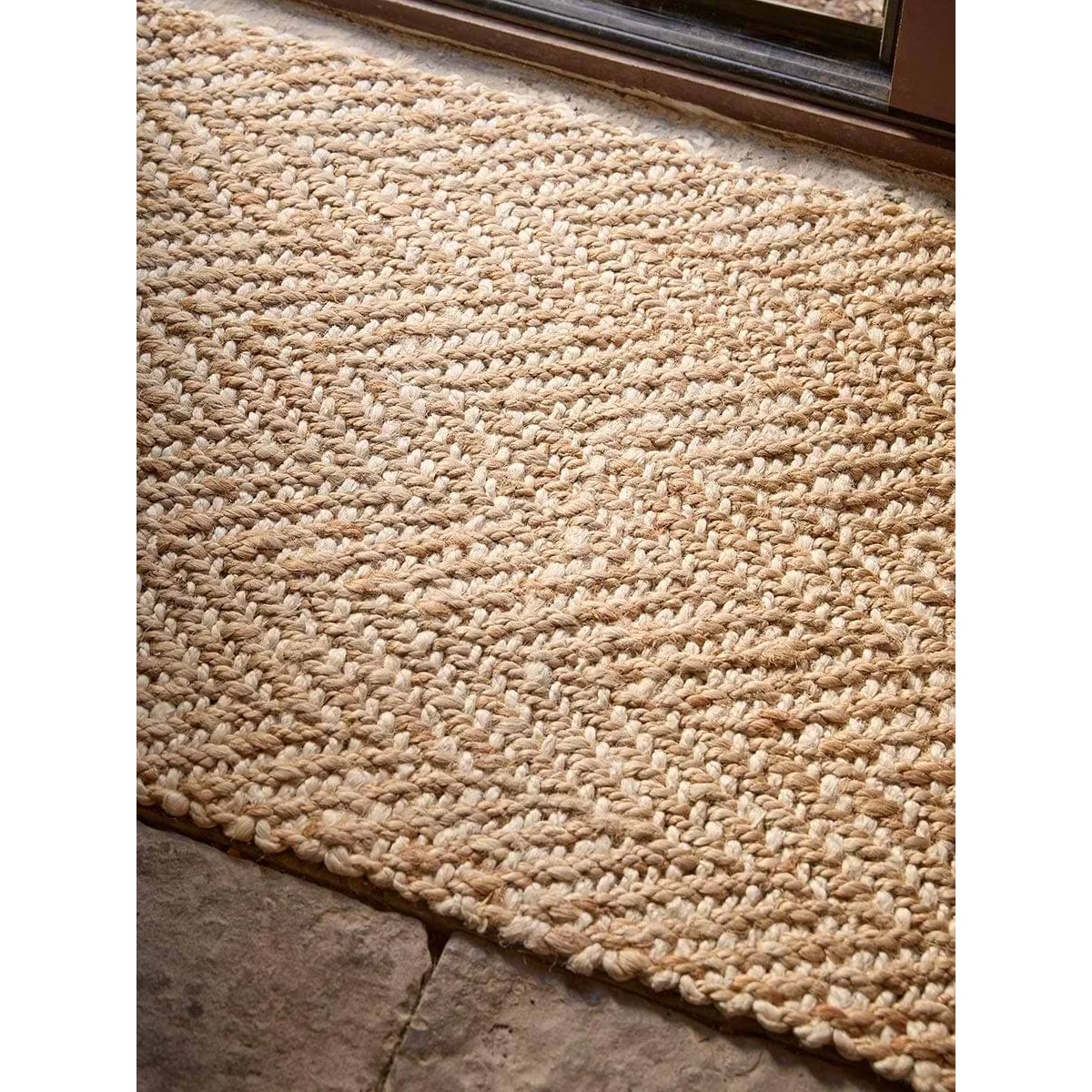 Natural & White Braided Jute Chevron Doormat - Double – image 5