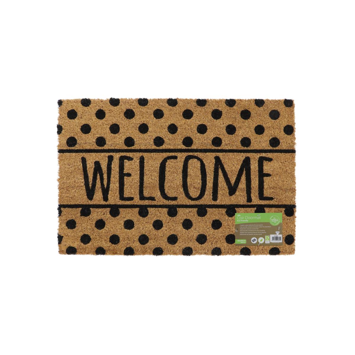 JVL Eco Latex Welcome Spotted Coir Doormat Natural – image 5