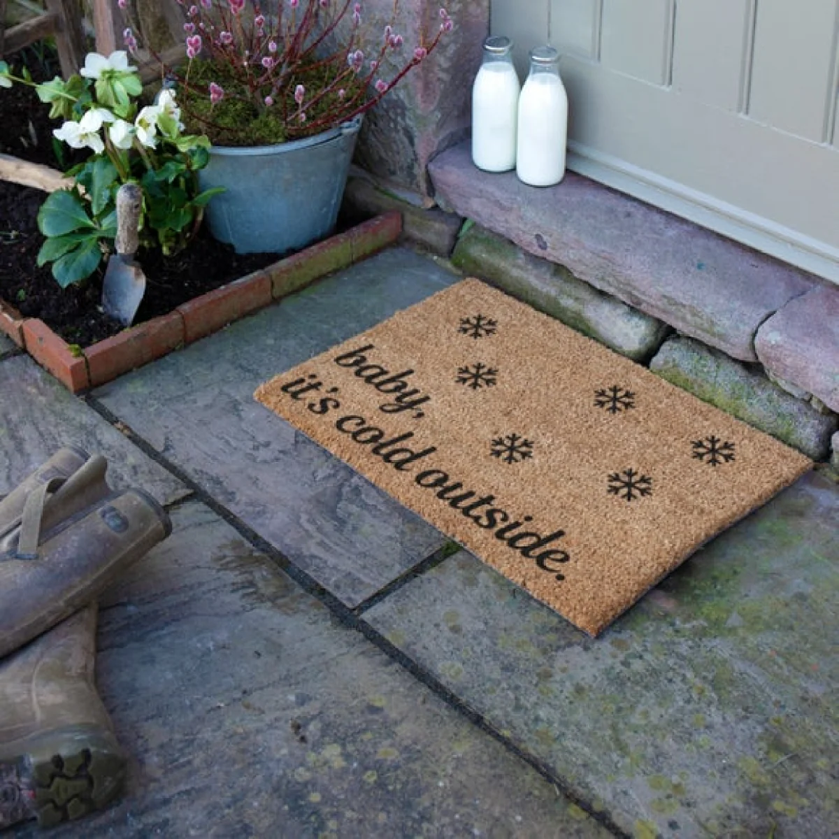 Artsy Mats Baby its Cold Outside Snowflakes Coir Doormat – image 6