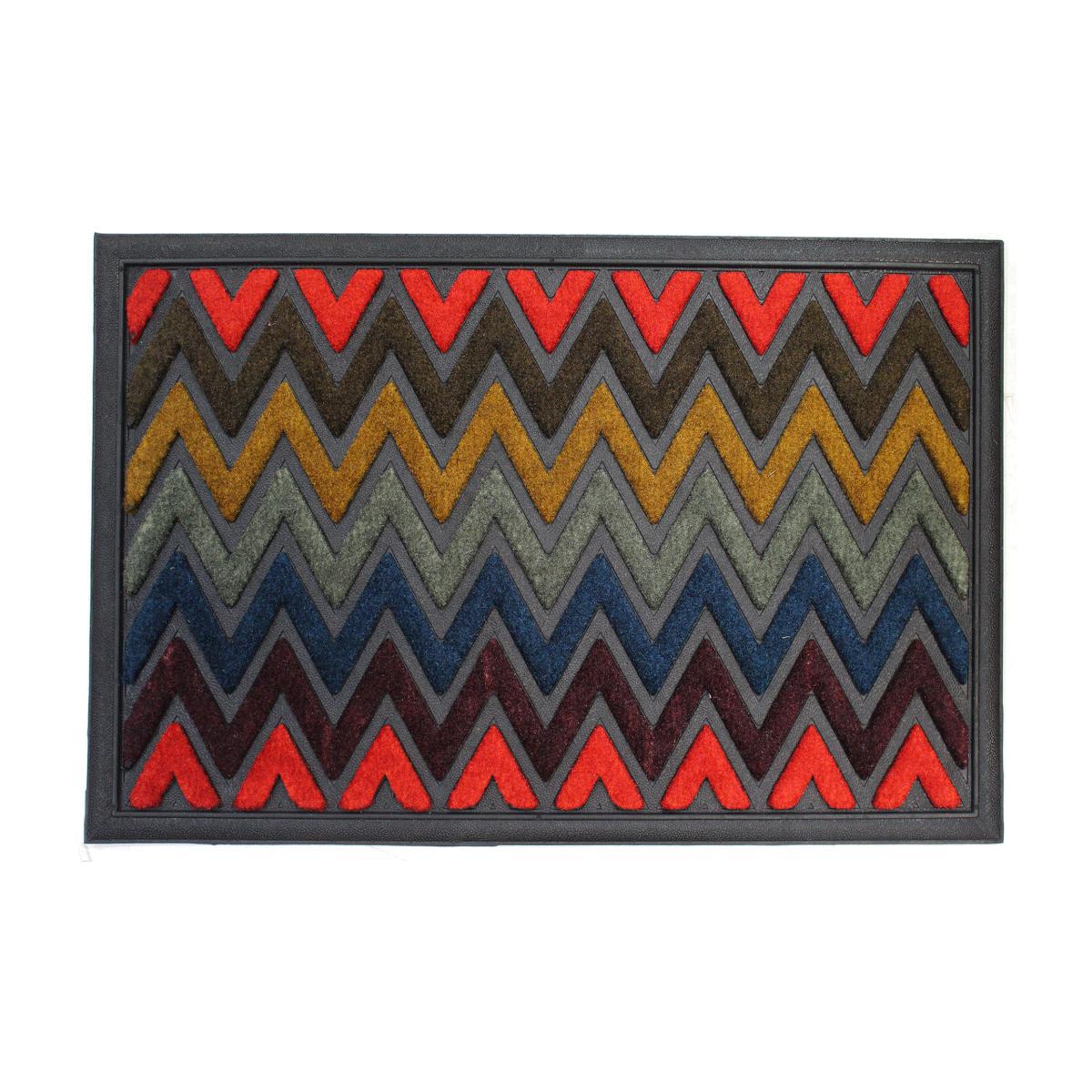 Scrape N' Sorb Multicoloured Zig Zag Doormat Red/Black/Grey/Blue