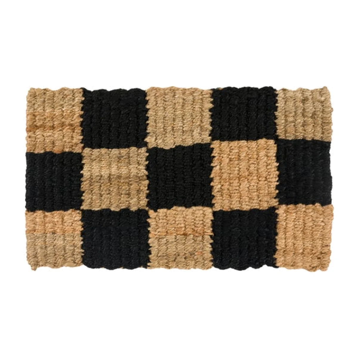 Cedar and Sage Checkerboard Braided Coir Doormat – image 1
