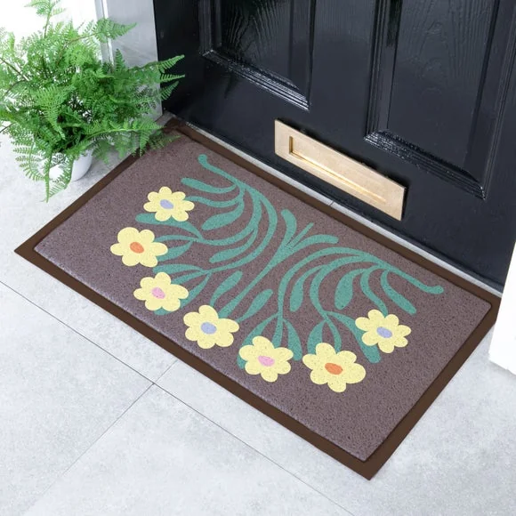 Artsy Mats Elizabeth Olwen Yellow Flowers Indoor Outdoor Doormat – image 1