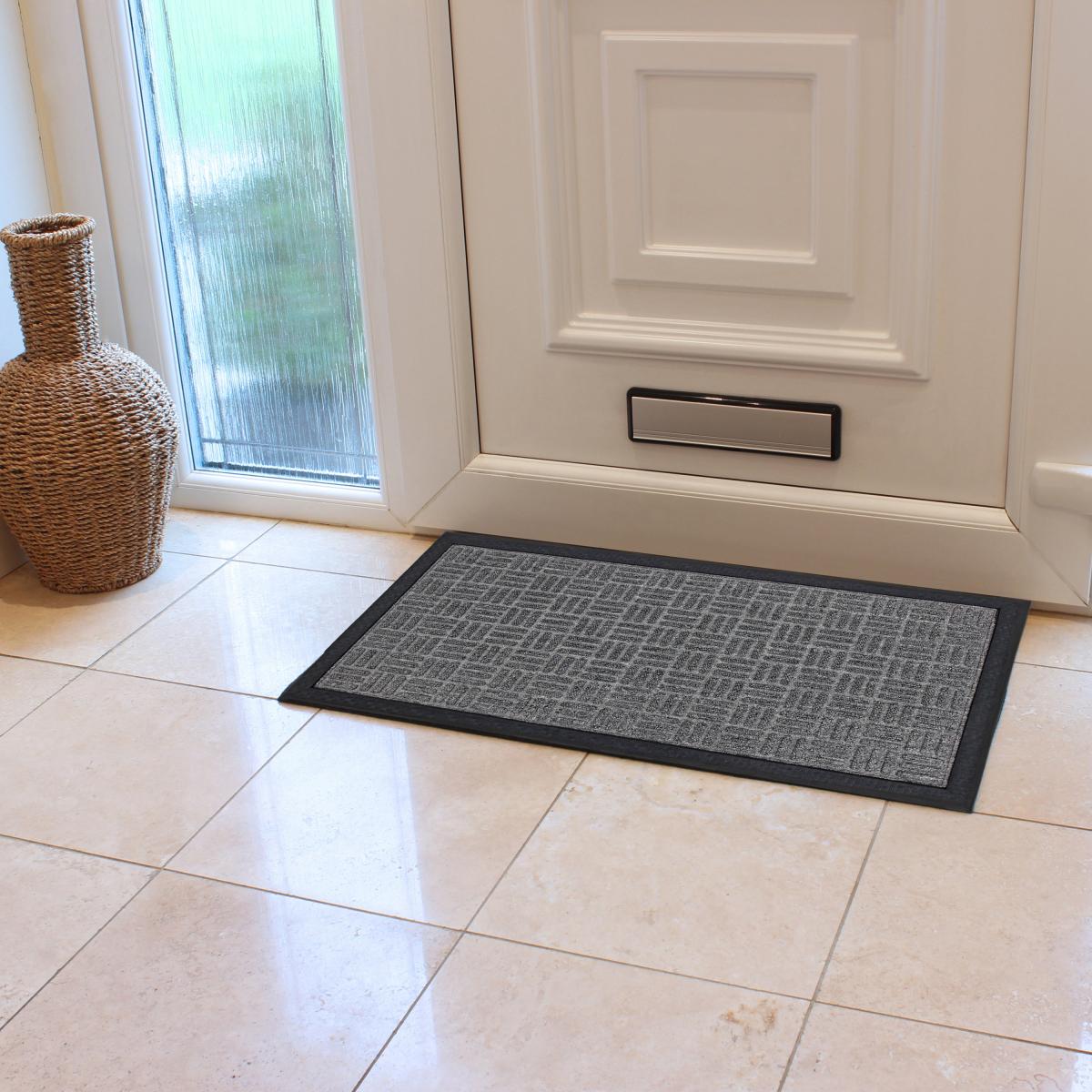 JVL Firth Tile Rubber Doormat Grey – image 1