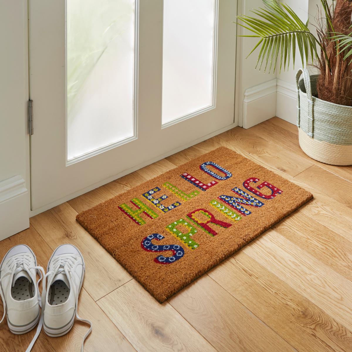 Hello Spring Coir Doormat MultiColoured – image 1