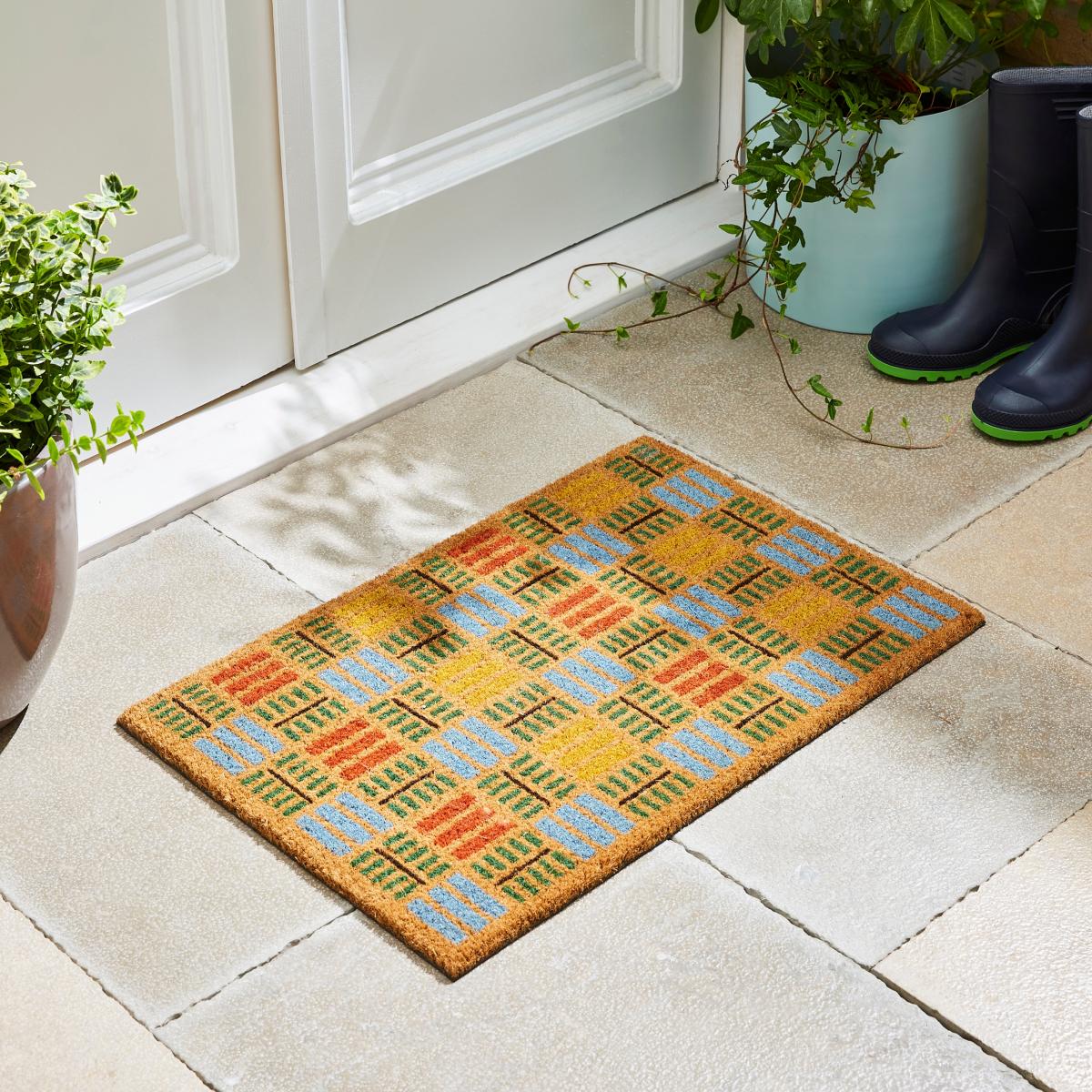Checkerboard Coir Doormat Brown – image 1