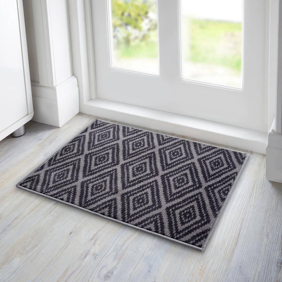 Washable Geometric Diamond Printed Mat MultiColoured
