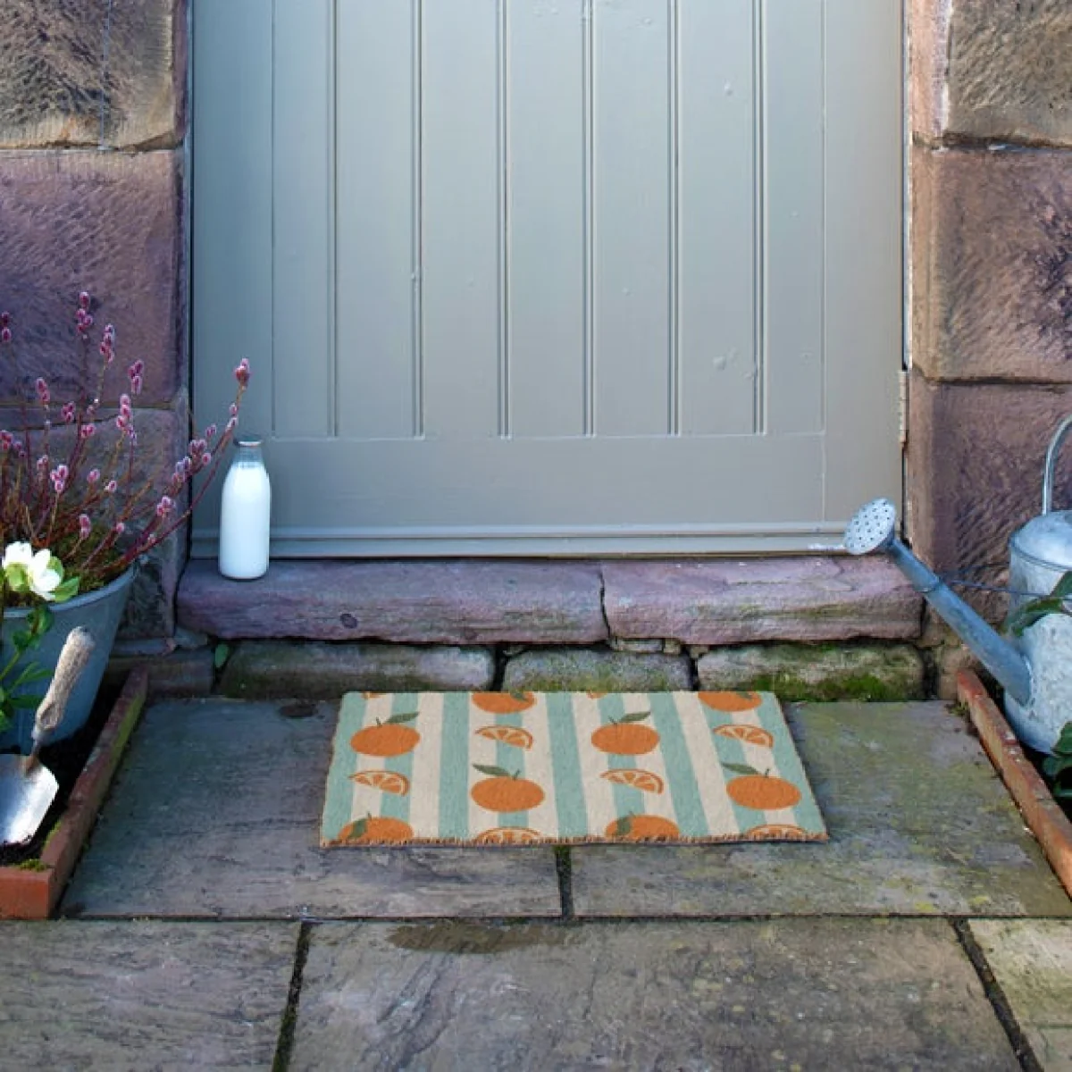 Artsy Mats Blue Stripe Oranges Coir Doormat – image 9