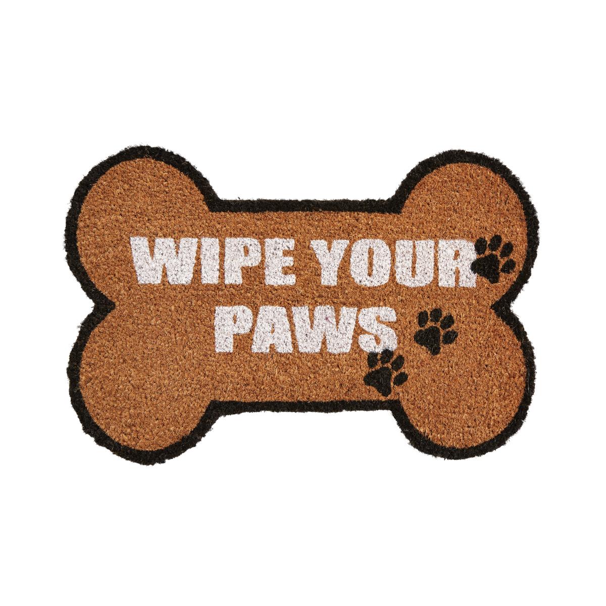 Wipe Paws Shaped Coir Doormat Brown/White – image 2