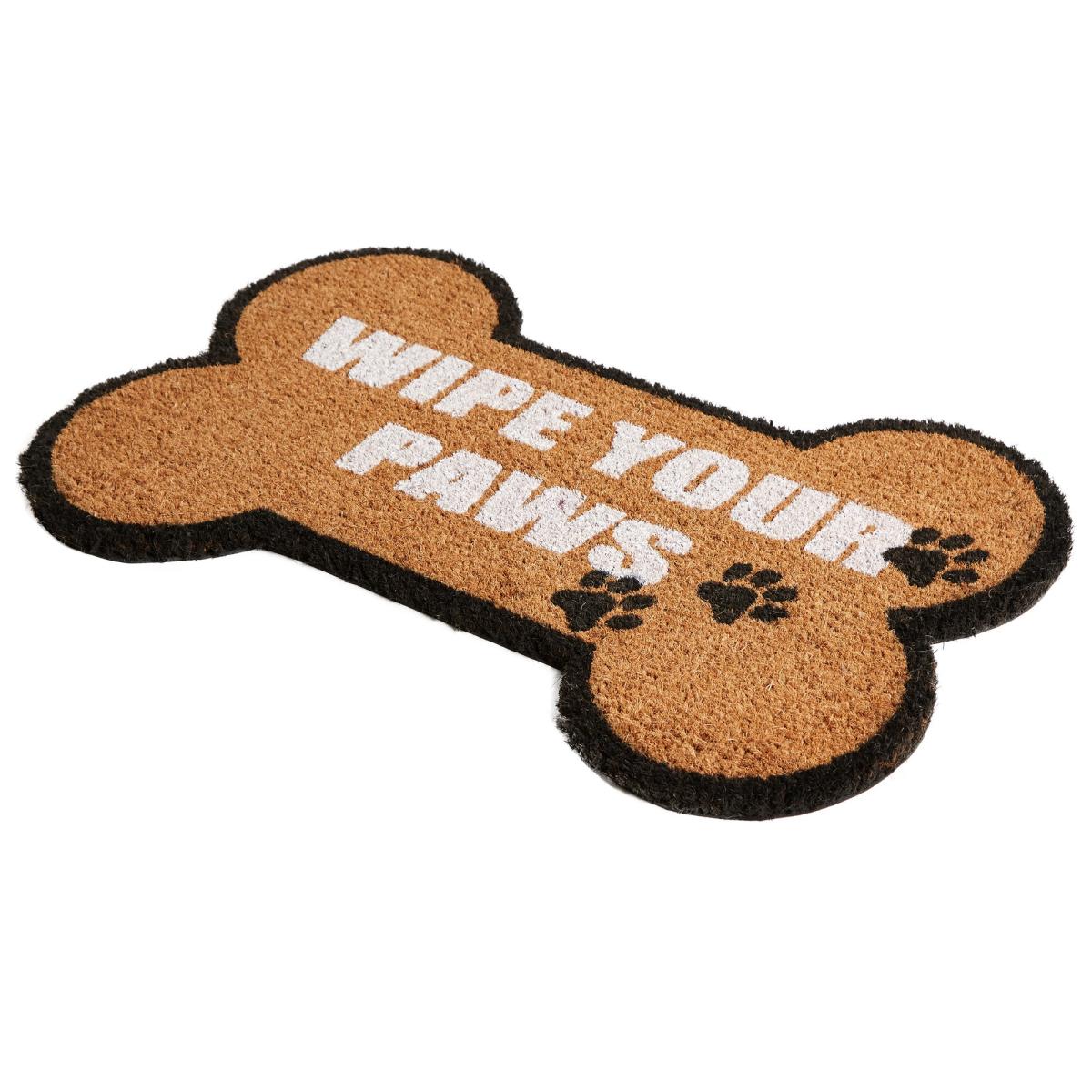 Wipe Paws Shaped Coir Doormat Brown/White – image 3