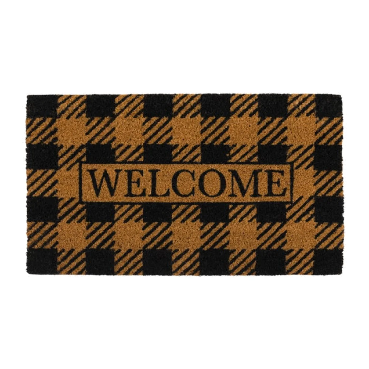 Cedar and Sage Picnic Pattern Welcome Coir Doormat – image 1