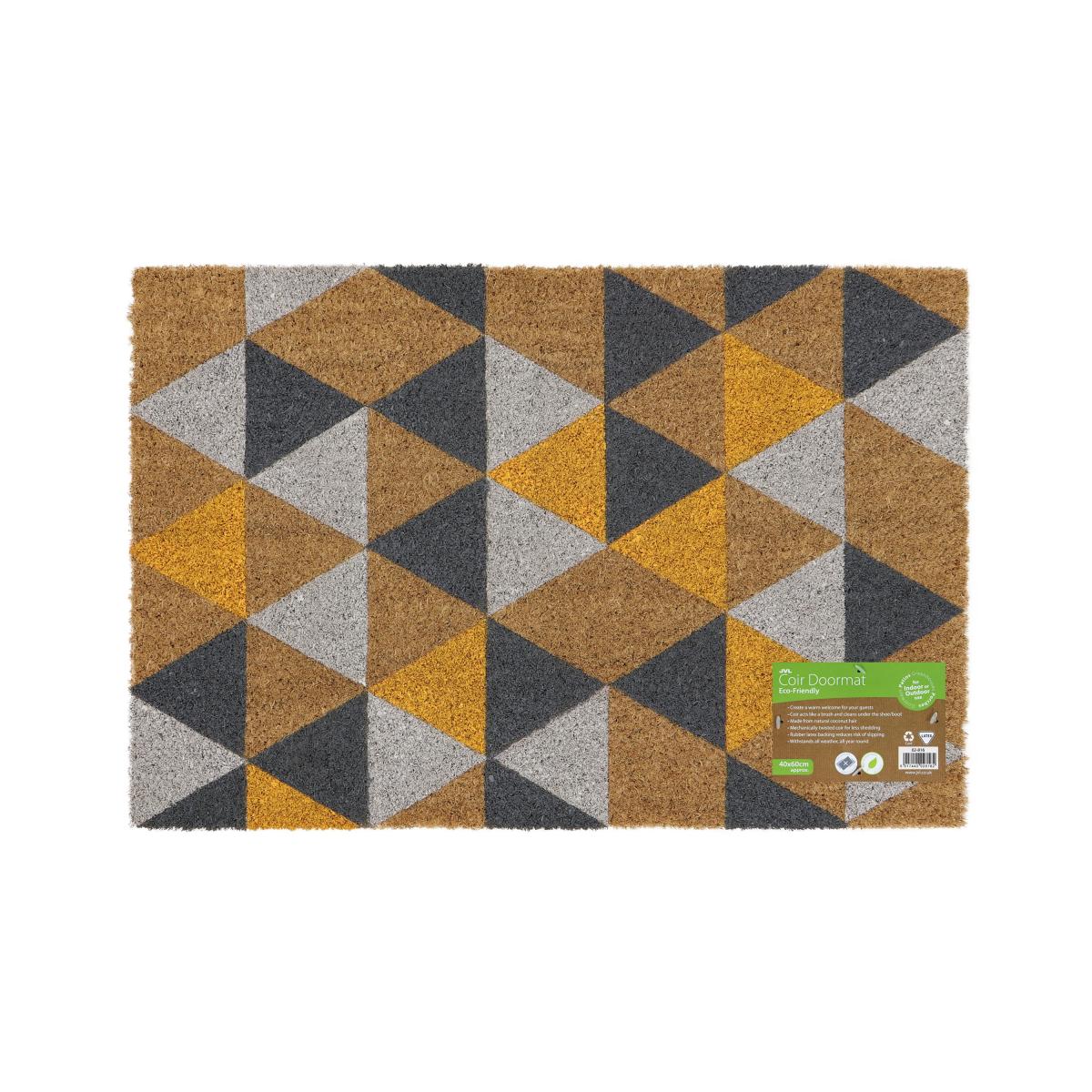 JVL Eco Latex Geometric Coir Doormat Grey – image 5