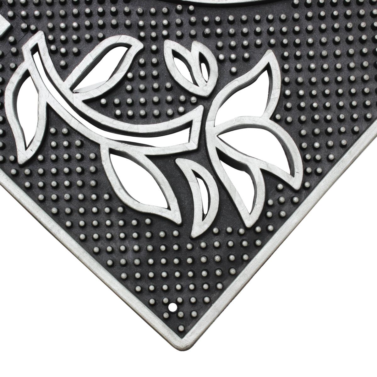 JVL Rectangle Welcome PVC Pin Doormat Silver – image 4