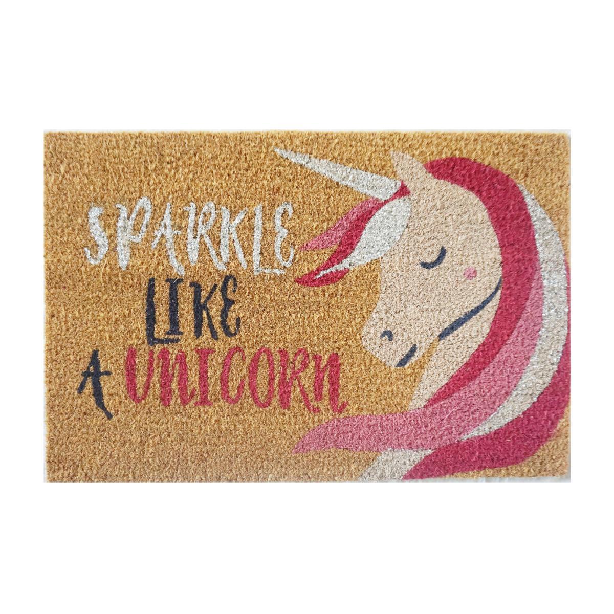 Unicorn Glitter Doormat Brown – image 1