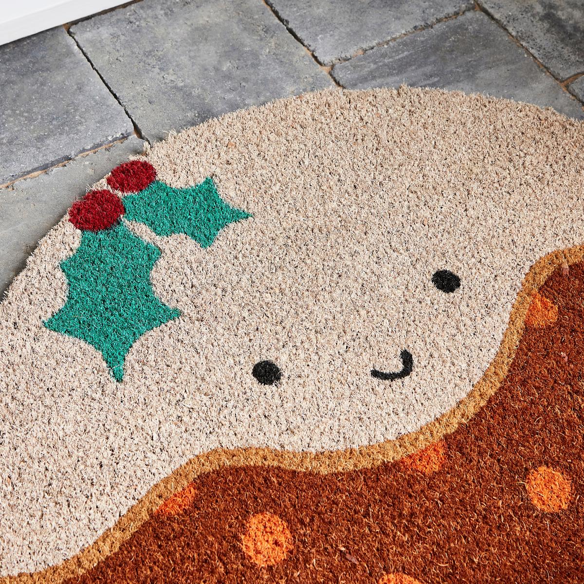 Hollie the Christmas Pudding Coir Doormat Brown – image 2